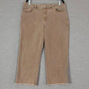 R Jeans Super High Rise Jeans Cropped Raw Hem Sz 34 Petite Skater Length Brown
